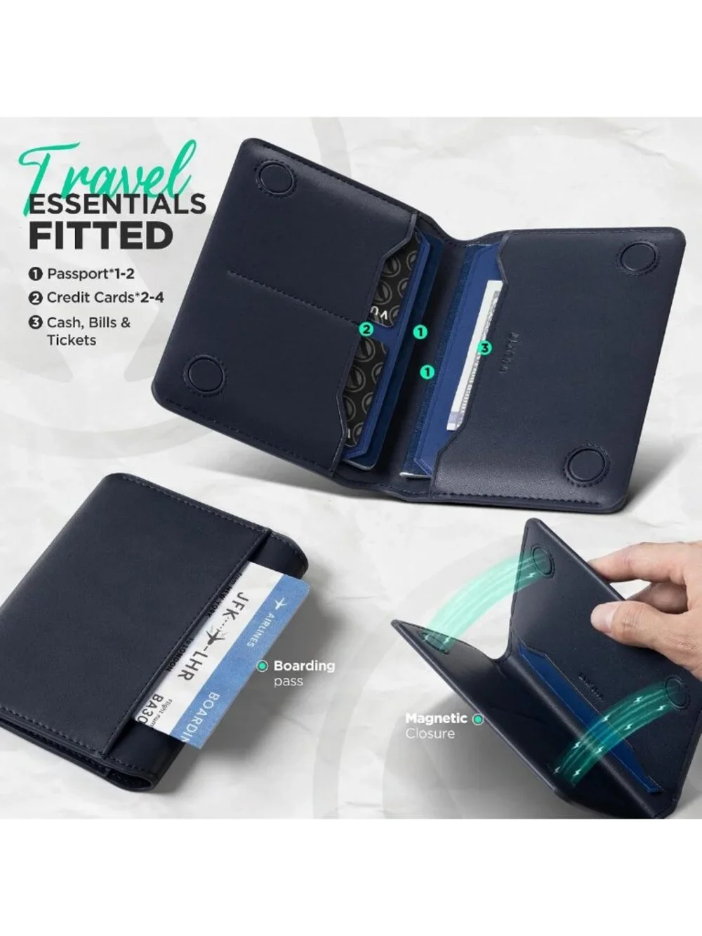 Slim Minimalist RFID Blocking Passport Wallet | Leather Travel Holder for Men